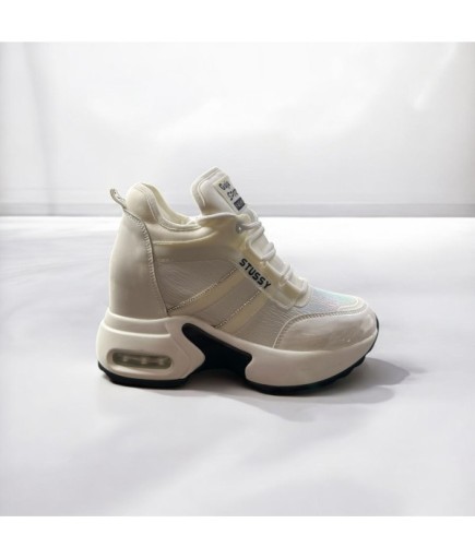 Beyaz Rugan Içten Gizli Dolgu Topuk Günlük Platform Sneaker Spor Bot Ayakkabı Guja01